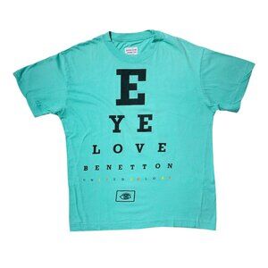 90s Vintage Benetton Eye Chart T-shirt Single Stitch I Love United Colors of.